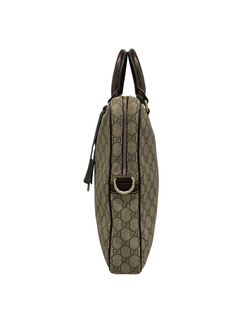 ★SOLD★ Gucci Business Bag GG Plus Supreme Dark Brown Beige No Lock Leather - Picture 4 of 15